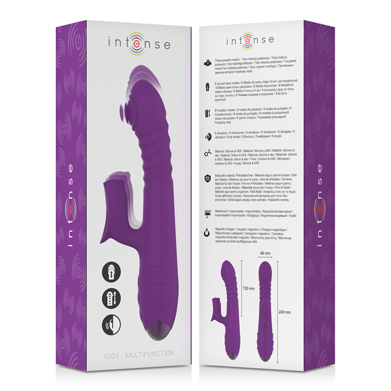 INTENSE - IGGY VIBRATORE MULTIFUNZIONE RICARICABILE SU E GIÙ CON STIMOLATORE CLITORIDEO VIOLA