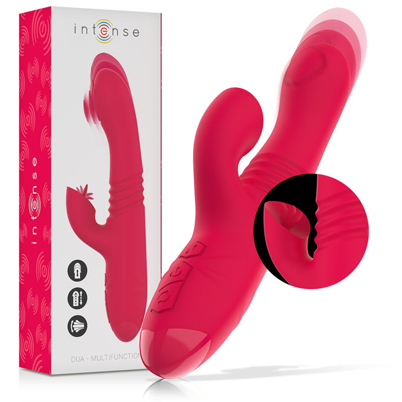 INTENSE - DUA VIBRATORE MULTIFUNZIONE RICARICABILE SU E GIÙ CON LINGUA ROSSA