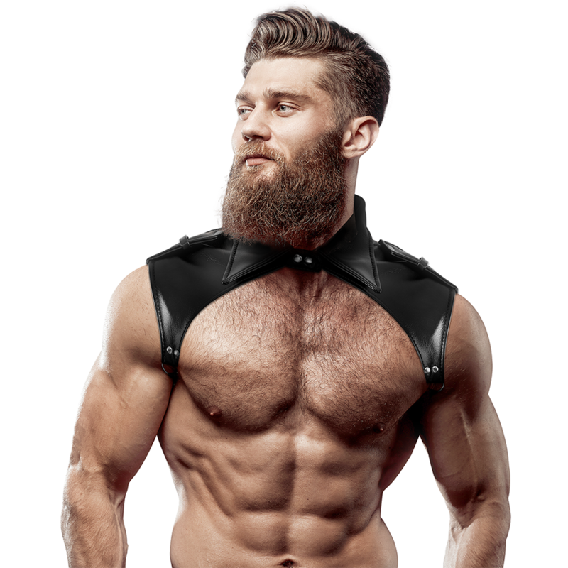 ACTITUD SUMISA FETICHE - ARNÉS DE CUELLO AJUSTABLE DE CUERO ECOLÓGICO MENS BRIGADE