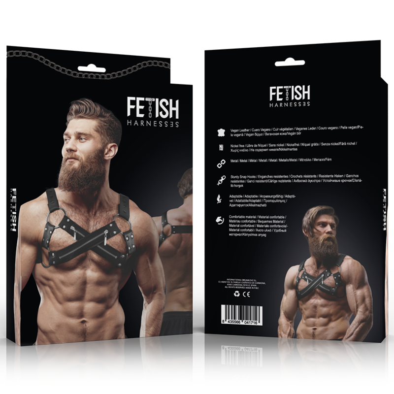 ACTITUD SUMISA FETICHE - ARNÉS BULLDOG CRUZADO DE NEOPRENO AJUSTABLE CON CREMALLERAS PARA HOMBRES