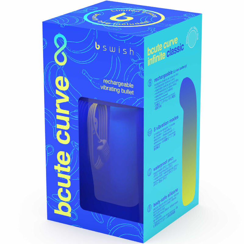 B SWISH - BCUTE CURVE INFINITE CLASSIC VIBRADOR RECARGABLE DE SILICONA AZUL DE EDICIÓN LIMITADA