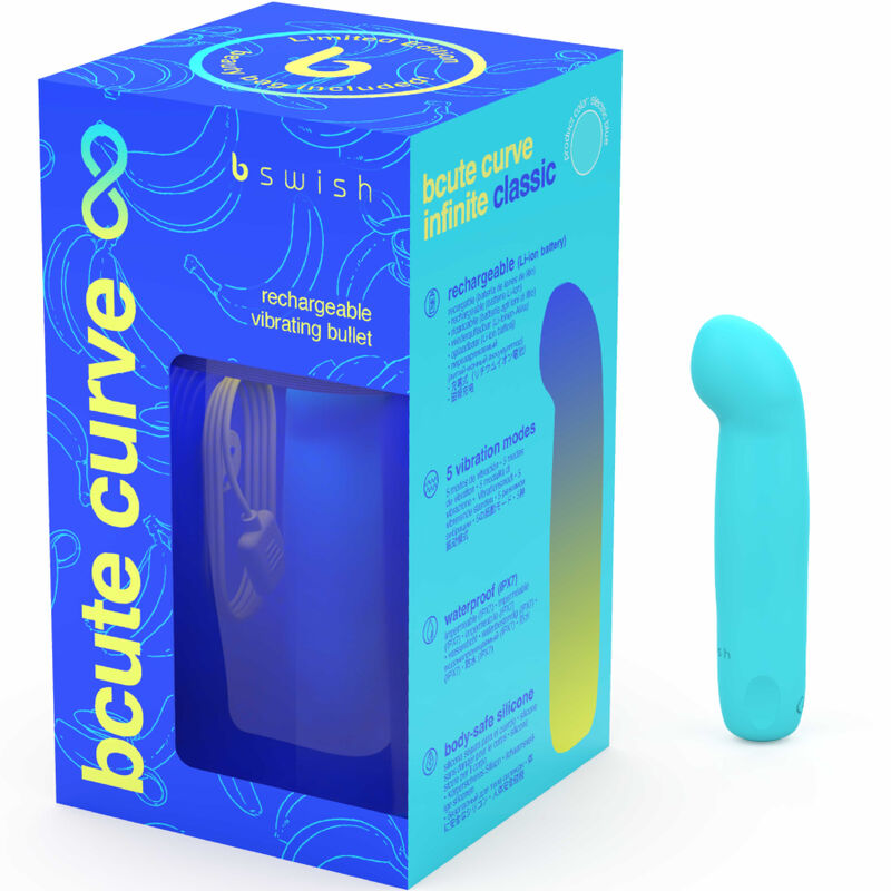 B SWISH - BCUTE CURVE INFINITE CLASSIC VIBRADOR RECARGABLE DE SILICONA AZUL DE EDICIÓN LIMITADA