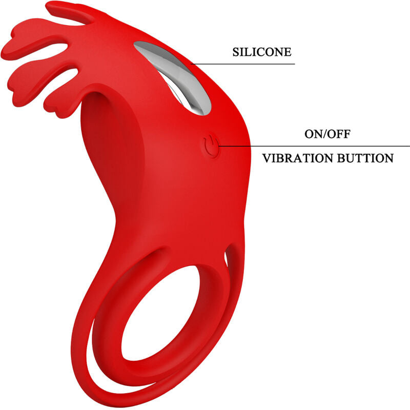 PRETTY LOVE - RUBEN ANELLO VIBRATORE 7 VIBRAZIONI SILICONE ROSSO