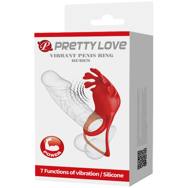 PRETTY LOVE - RUBEN ANELLO VIBRATORE 7 VIBRAZIONI SILICONE ROSSO