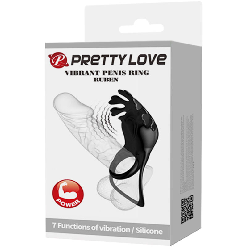 PRETTY LOVE - RUBEN ANELLO VIBRATORE 7 VIBRAZIONI SILICONE NERO
