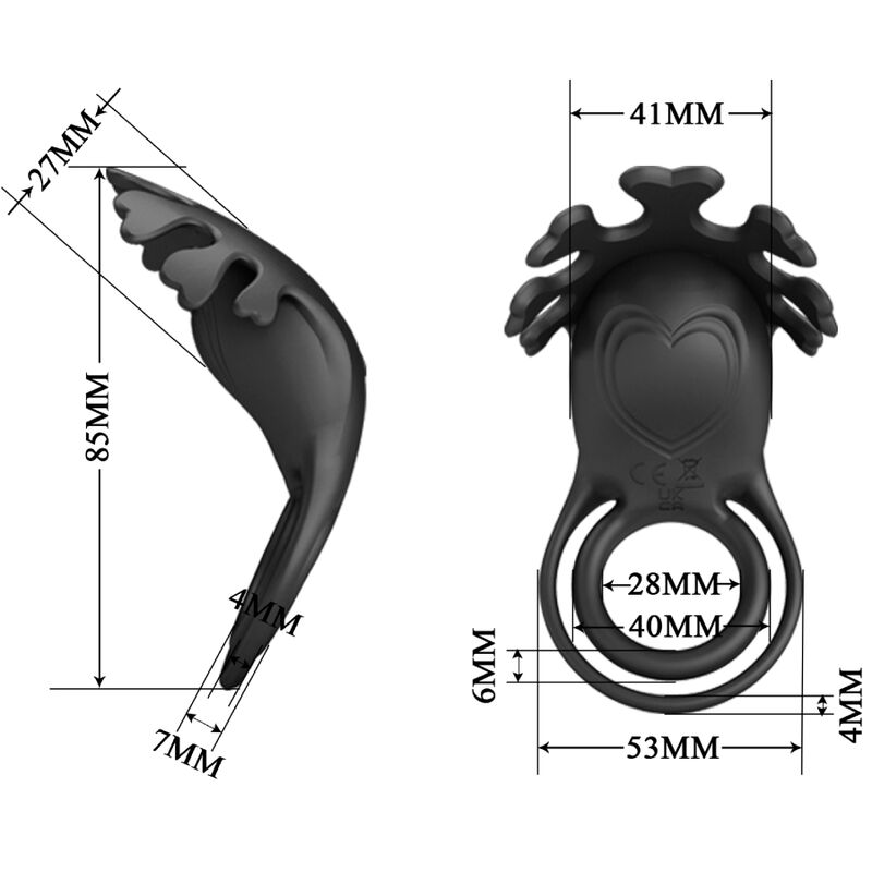 PRETTY LOVE - RUBEN ANELLO VIBRATORE 7 VIBRAZIONI SILICONE NERO