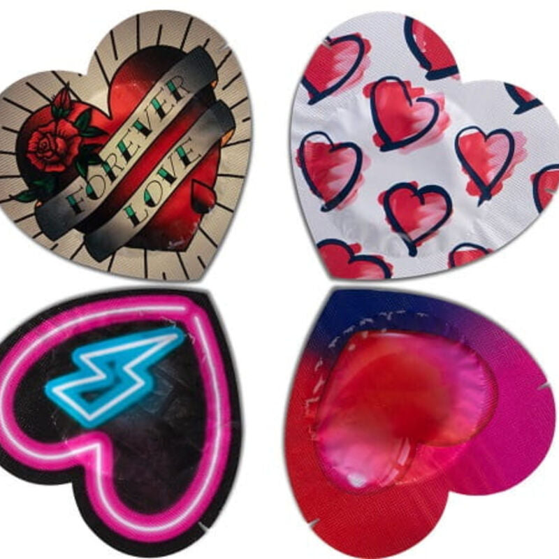 PASANTE - BOLSA DE CONDONES CORAZÓN ROJO 144 UNIDADES