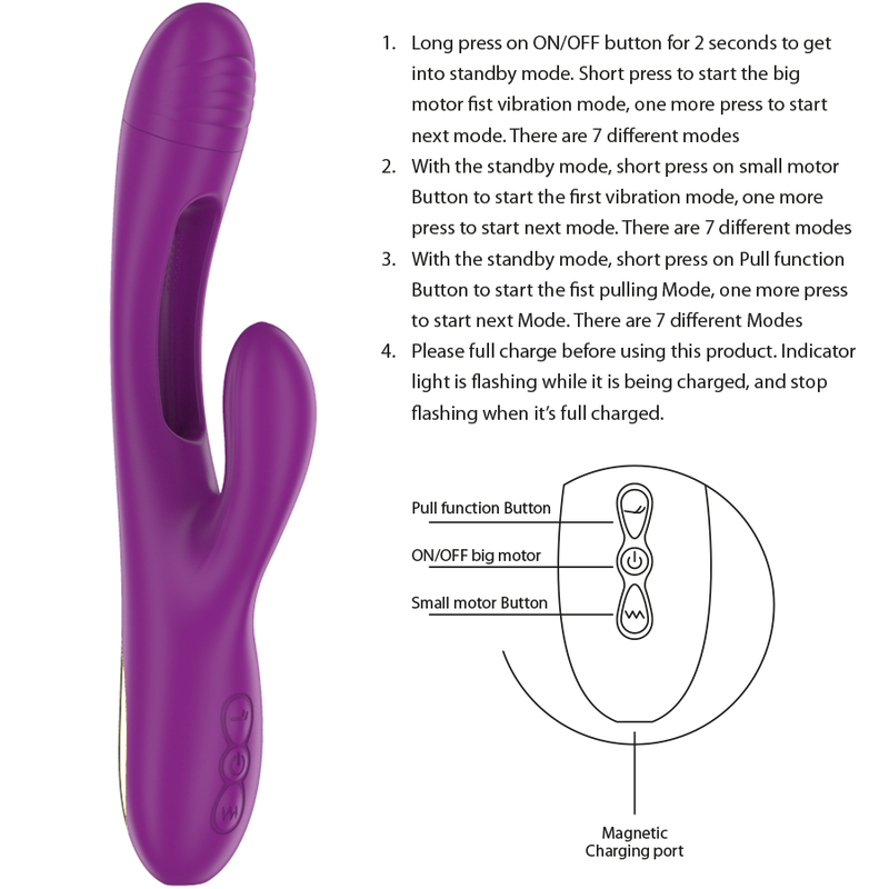 INTENSE - APOLO VIBRATORE MULTIFUNZIONE RICARICABILE 7 VIBRAZIONI CON MOVIMENTO OSCILLANTE VIOLA
