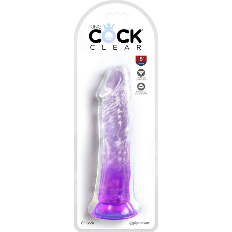 KING COCK - PENE REALISTA TRANSPARENTE 19,7 CM MORADO