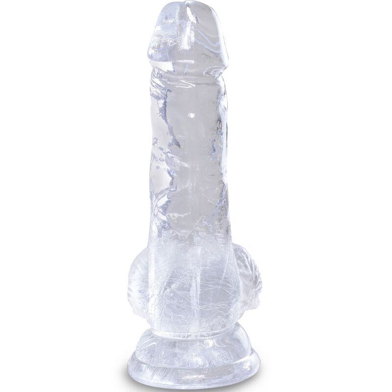 KING COCK - PENE REALISTA CON BOLAS 10,1 CM TRANSPARENTE