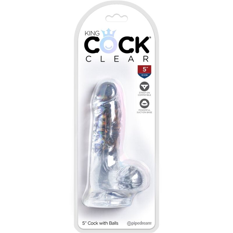 KING COCK - PENE REALISTA CON BOLAS 10,1 CM TRANSPARENTE