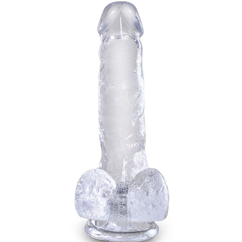 KING COCK - PENE REALISTICO TRASPARENTE CON PALLE 13,5 CM TRASPARENTE