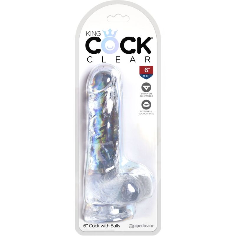 KING COCK - PENE REALISTICO TRASPARENTE CON PALLE 13,5 CM TRASPARENTE