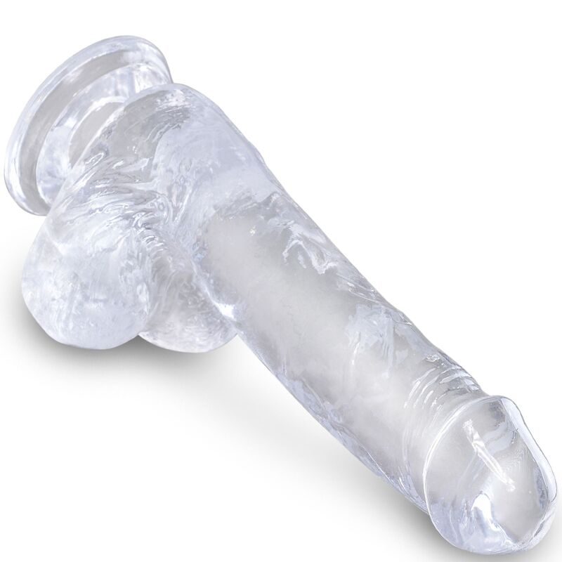 KING COCK - PENE REALISTICO TRASPARENTE CON PALLE 13,5 CM TRASPARENTE