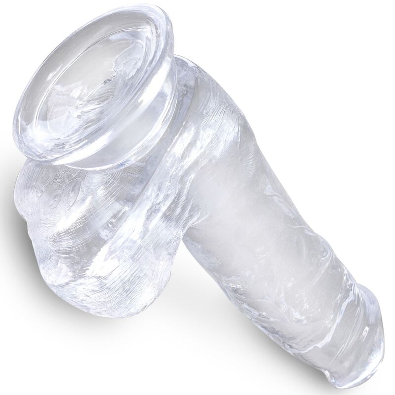 KING COCK - PENE REALISTICO TRASPARENTE CON PALLE 13,5 CM TRASPARENTE