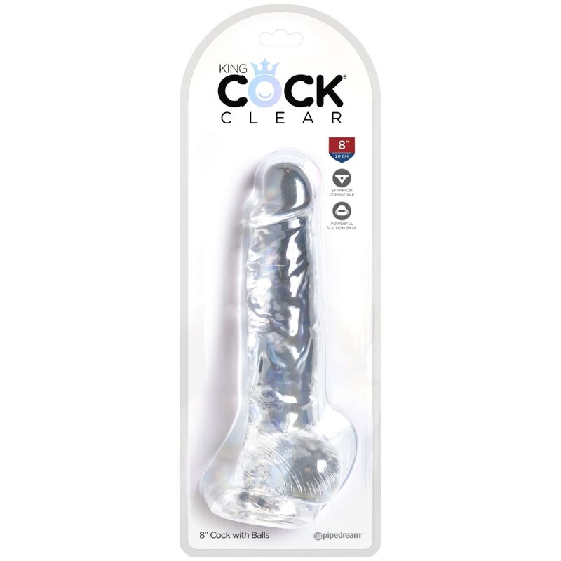 KING COCK - PENE REALISTICO TRASPARENTE CON PALLE 16,5 CM TRASPARENTE