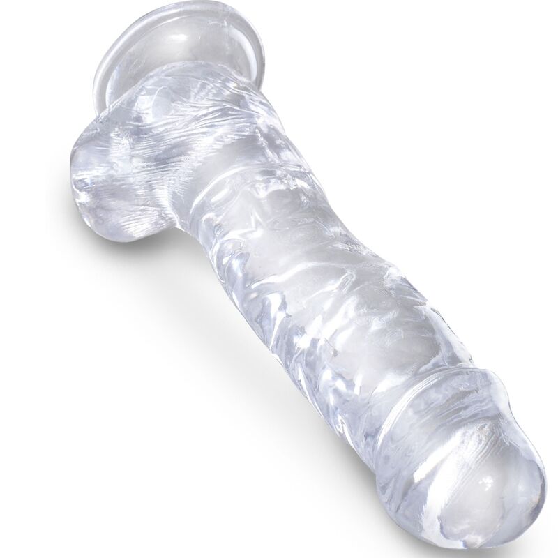 KING COCK - PENE REALISTICO TRASPARENTE CON PALLE 16,5 CM TRASPARENTE