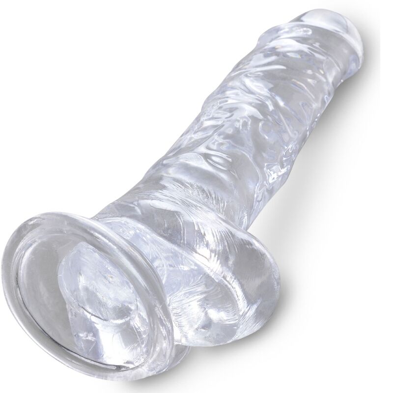 KING COCK - PENE REALISTICO TRASPARENTE CON PALLE 16,5 CM TRASPARENTE