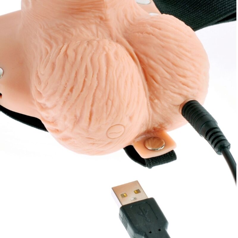 SERIE FETISH FANTASY - IMBRACATURA REGOLABILE TELECOMANDO PENE REALISTICO CON TESTICOLI RICARICABILI E VIBRATORE 15 CM
