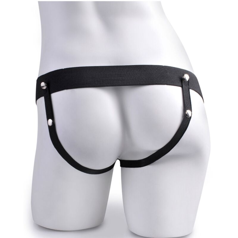 SERIE FETISH FANTASY - IMBRACATURA REGOLABILE TELECOMANDO PENE REALISTICO CON TESTICOLI RICARICABILI E VIBRATORE 15 CM