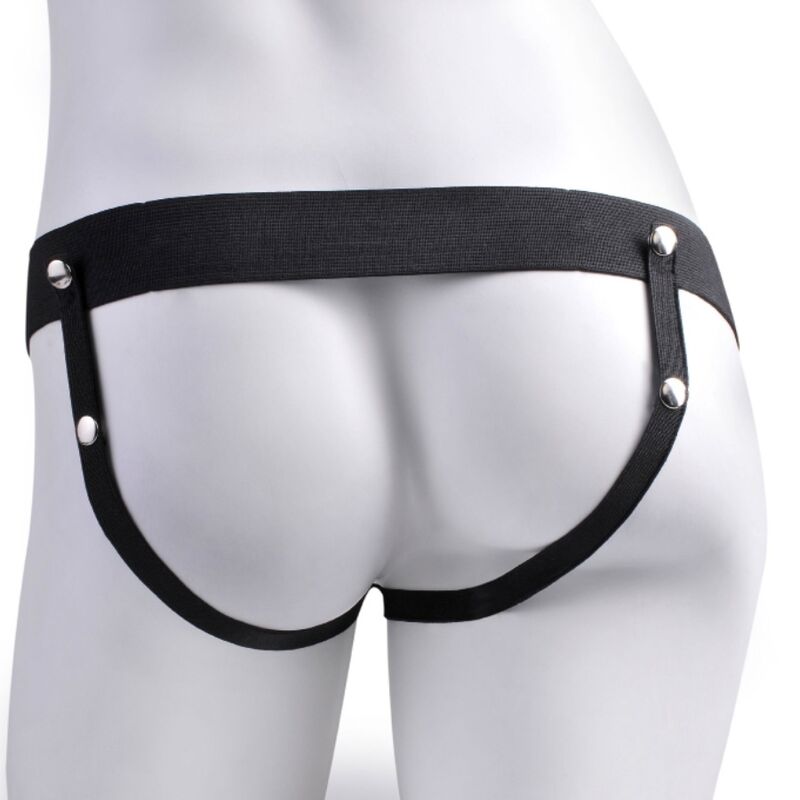 SERIE FETISH FANTASY - IMBRACATURA REGOLABILE PENE REALISTICO CON PALLE RICARICABILE E VIBRATORE 17,8 CM