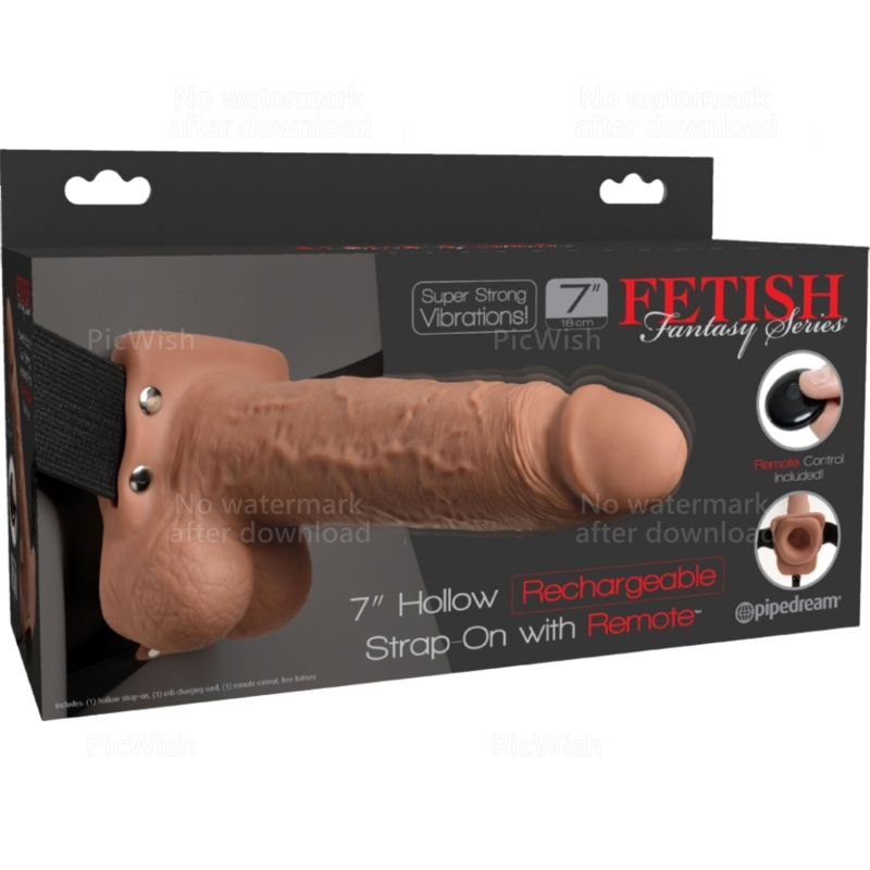 SERIE FETISH FANTASY - IMBRACATURA REGOLABILE PENE REALISTICO CON PALLE RICARICABILE E VIBRATORE 17,8 CM
