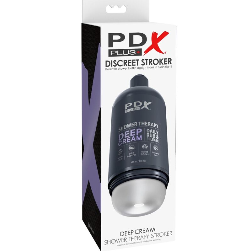 PDX PLUS - MASTURBADOR STROKER DISCRETO DISEÑO DE BOTELLA DE CHAMPÚ EN CREMA PROFUNDA
