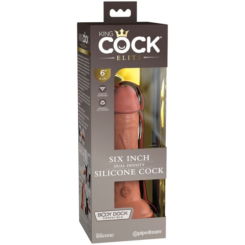 KING COCK - DILDO DE SILICONA REALISTA ELITE 15,2 CM CARAMELO