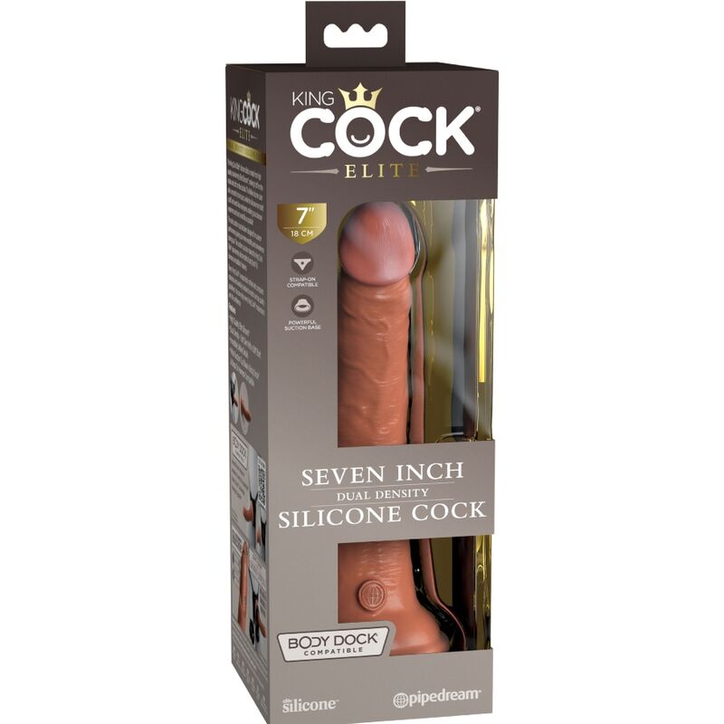 KING COCK - DILDO DE SILICONA REALISTA ELITE 17.8 CM CARAMELO