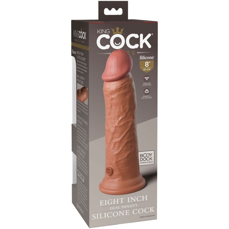 KING COCK - DILDO DE SILICONA REALISTA ELITE 20,3 CM CARAMELO