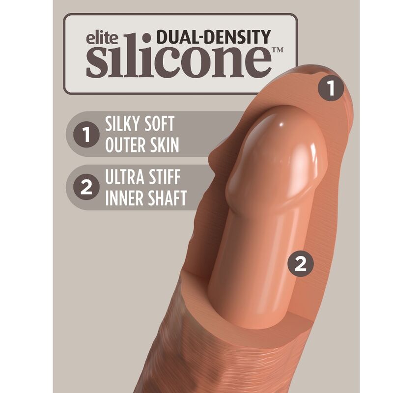 KING COCK - DILDO DE SILICONA REALISTA ELITE 20,3 CM CARAMELO