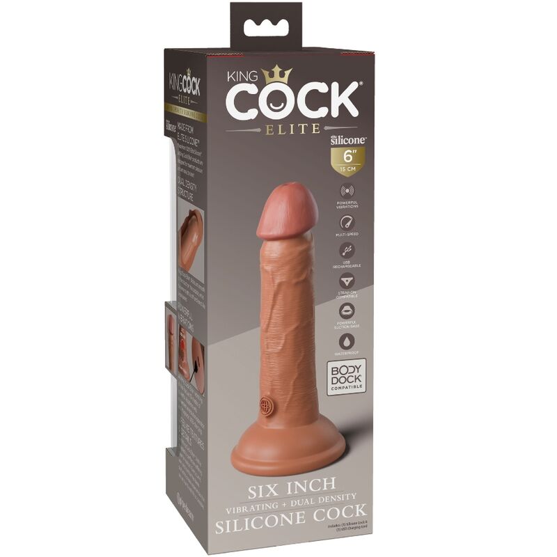 KING COCK - DILDO REALISTICO ELITE VIBRANTE E SILICONE 15,2 CM CARAMELLO