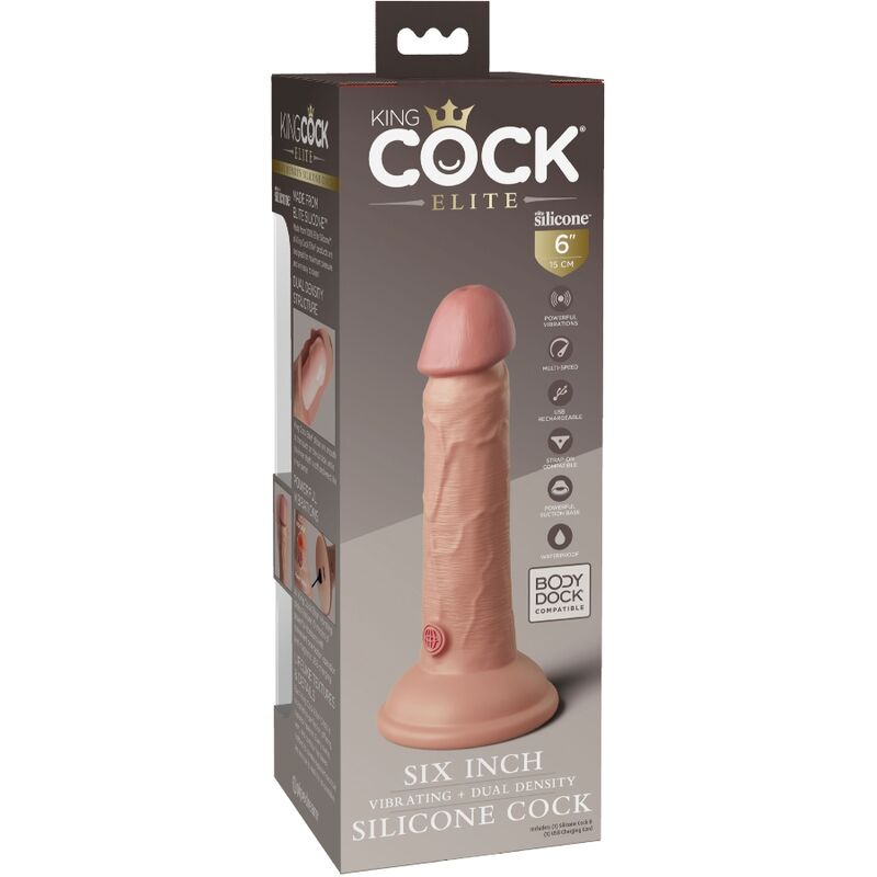 KING COCK - DILDO REALISTICO ELITE VIBRANTE E SILICONE 15,2 CM