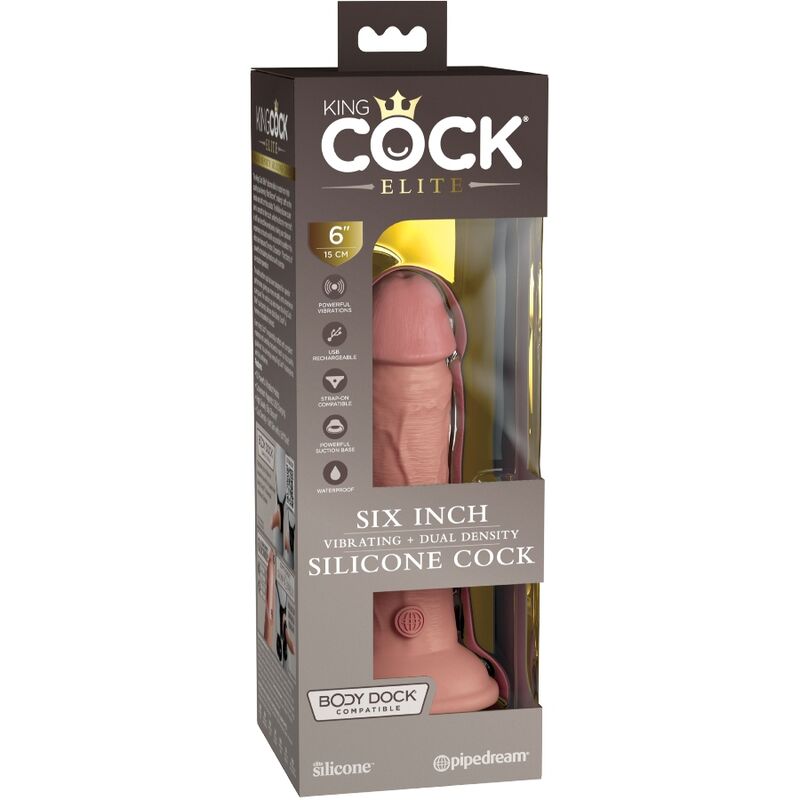KING COCK - DILDO REALISTICO ELITE VIBRANTE E SILICONE 15,2 CM