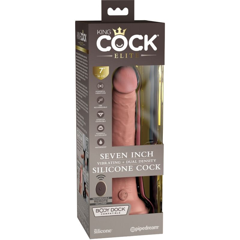 KING COCK - VIBRATORE DILDO REALISTICO ELITE E TELECOMANDO IN SILICONE 17,8 CM