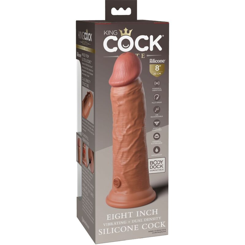 KING COCK - DILDO REALISTICO ELITE VIBRANTE E SILICONE 20,3 CM CARAMELLO