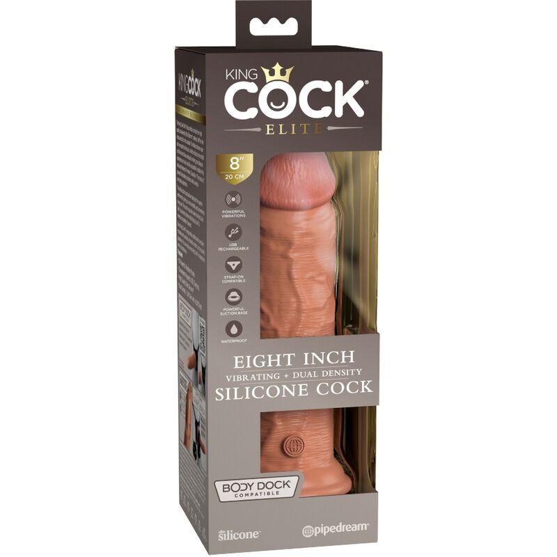 KING COCK - DILDO REALISTICO ELITE VIBRANTE E SILICONE 20,3 CM CARAMELLO