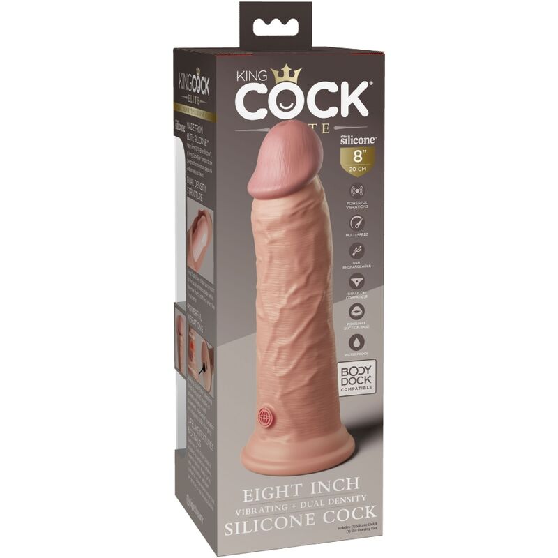 KING COCK - DILDO REALISTICO ELITE VIBRANTE E SILICONE 20,3 CM