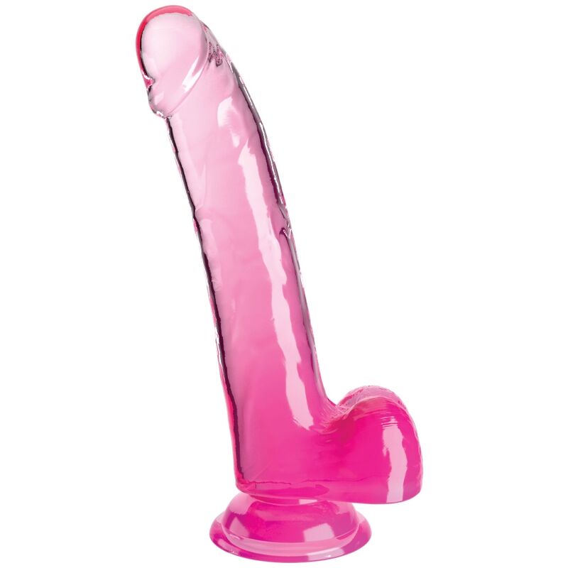 KING COCK - DILDO TRASPARENTE CON TESTICOLI 20,3 CM ROSA
