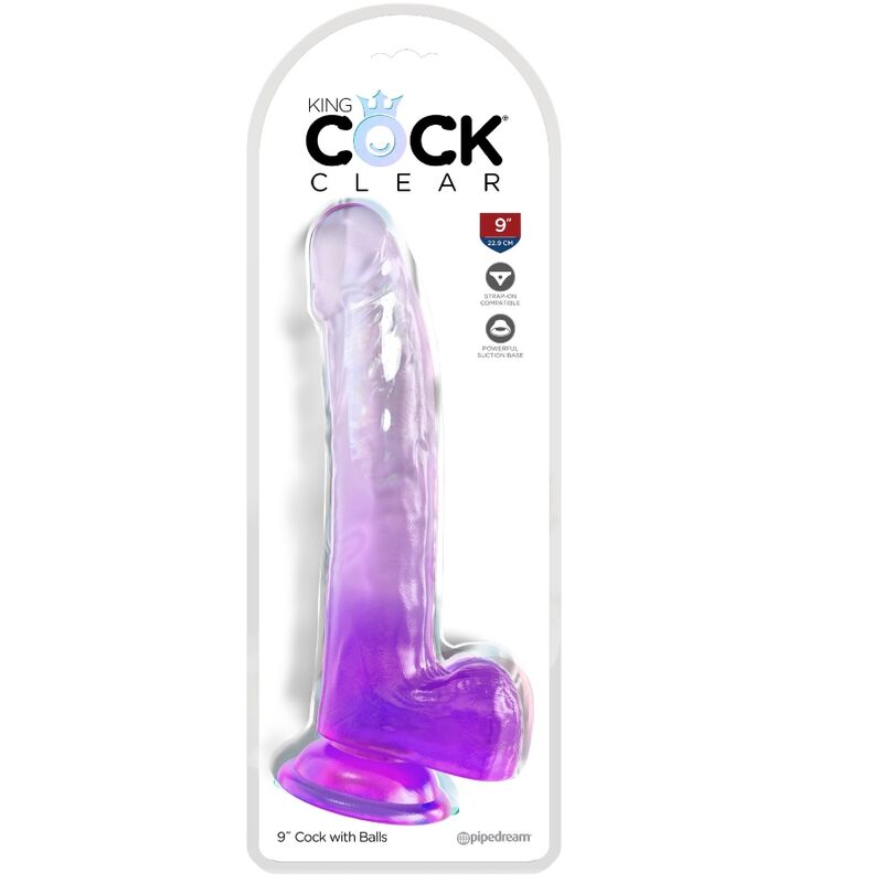 KING COCK - DILDO TRASPARENTE CON TESTICOLI 20,3 CM VIOLA
