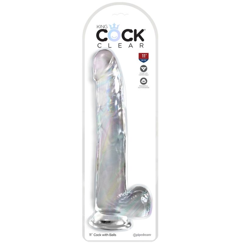 KING COCK - DILDO TRANSPARENTE CON TESTICULOS 24.8 CM TRANSPARENTE