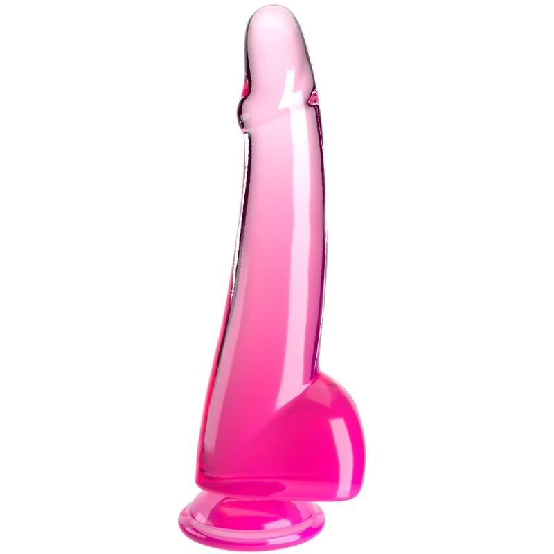 KING COCK - DILDO TRASPARENTE CON TESTICOLI 19 CM ROSA