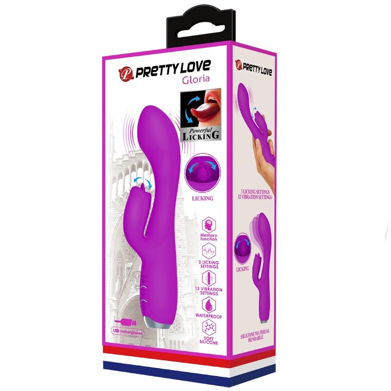 PRETTY LOVE - GLORIA VIBRADOR CONEJO RECARGABLE - IMPERMEABLE MORADO