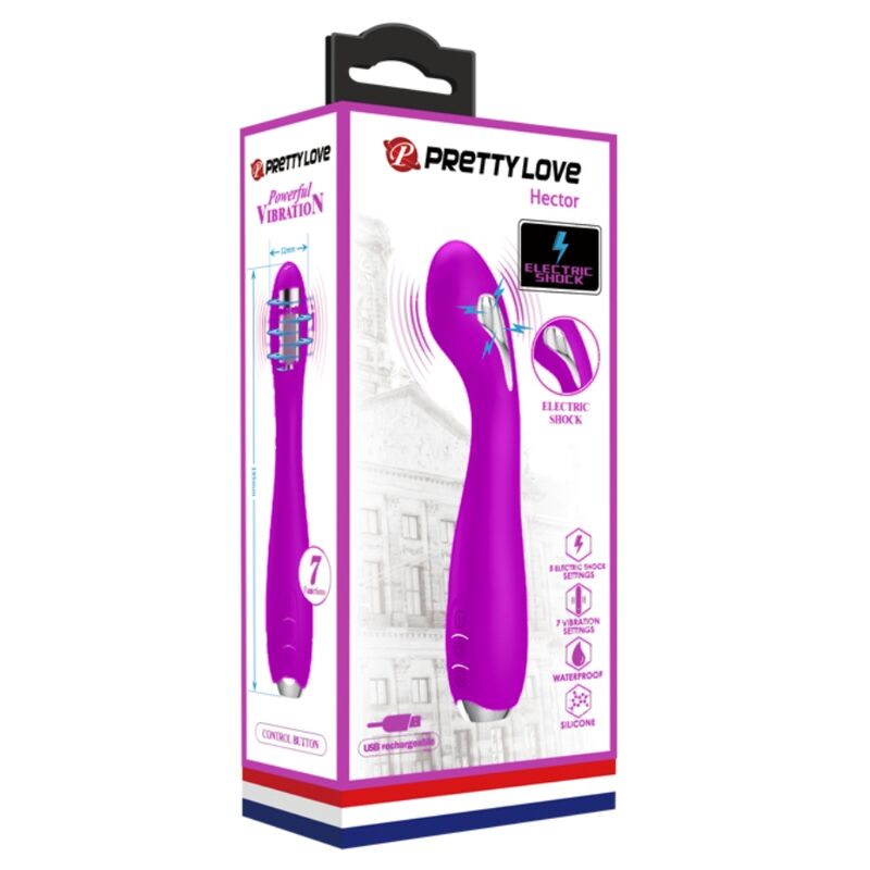 PRETTY LOVE - HECTOR VIBRADOR ELECTROSHOCK RECARGABLE IMPERMEABLE MORADO