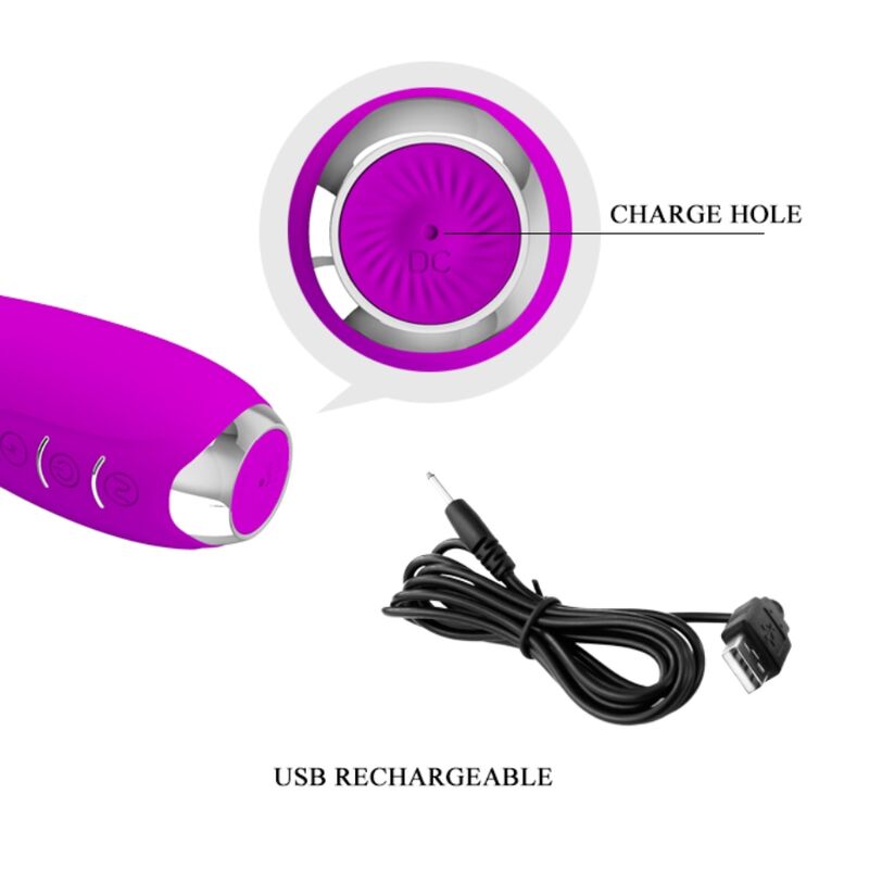 PRETTY LOVE - HECTOR VIBRADOR ELECTROSHOCK RECARGABLE IMPERMEABLE MORADO