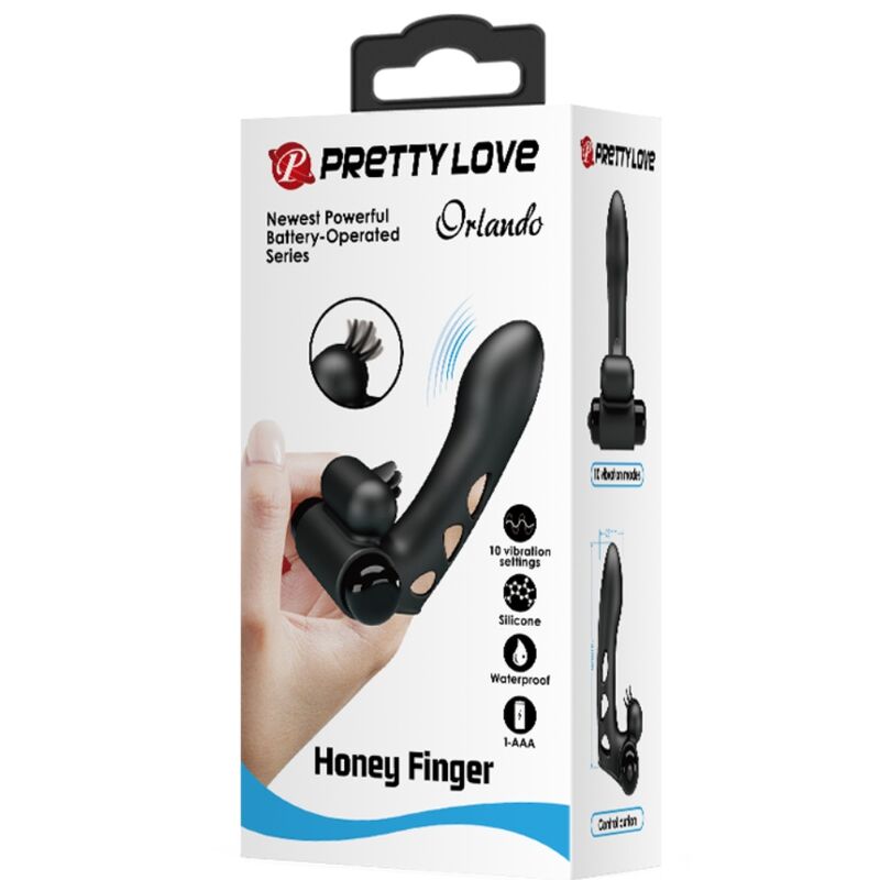 PRETTY LOVE - FUNDA PARA DEDO CON VIBRADOR ORLANDO NEGRO