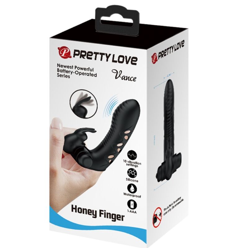PRETTY LOVE - FUNDA PARA DEDO CON VIBRADOR VANCE BLACK RABBIT
