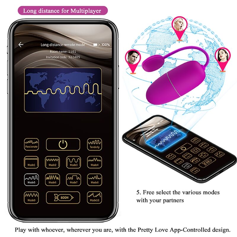 PRETTY LOVE - UOVO VIBRANTE NINFA VIOLA CONTROLLATO DA APP