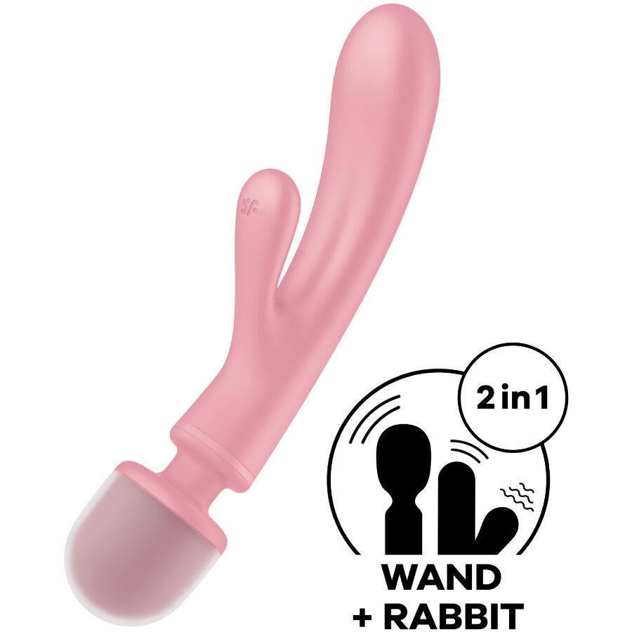 SATISFYER - VIBRATORE MASSAGGIATORE CONIGLIO TRIPLO AMANTE ROSA