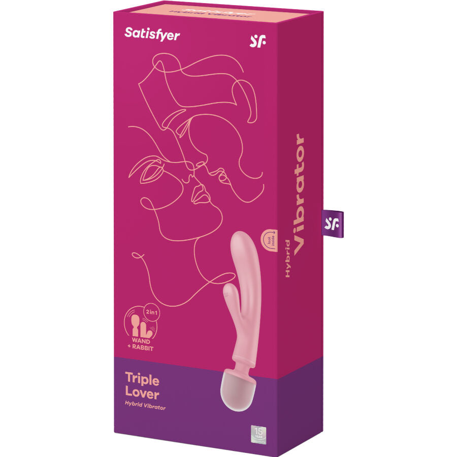 SATISFYER - VIBRATORE MASSAGGIATORE CONIGLIO TRIPLO AMANTE ROSA